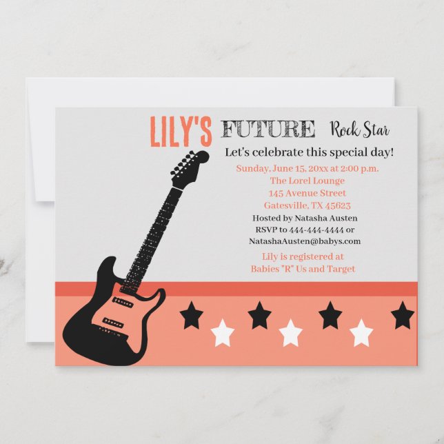 Future Rocker Baby Shower Pink Invitation (Front)