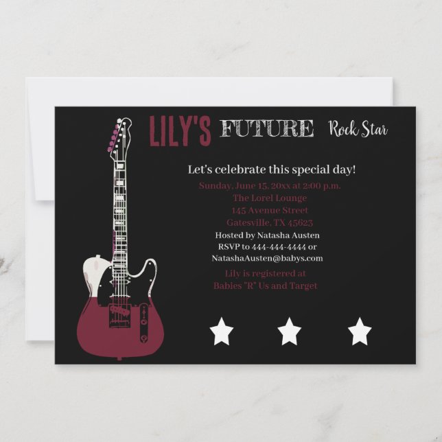 Future Rocker Baby Shower Red Invitation (Front)