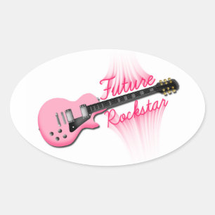 Future Rockstar pink guitar oval sticker