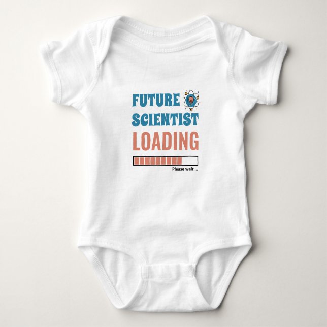 Future Scientist Loading Funny Personalized Unisex Baby Bodysuit (Front)