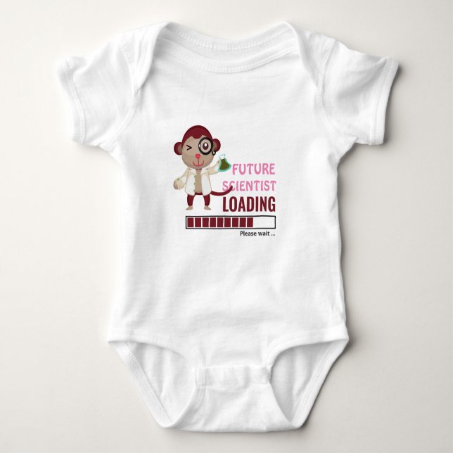 Future Scientist Loading | Newborn Shower Monkey Baby Bodysuit (Front)