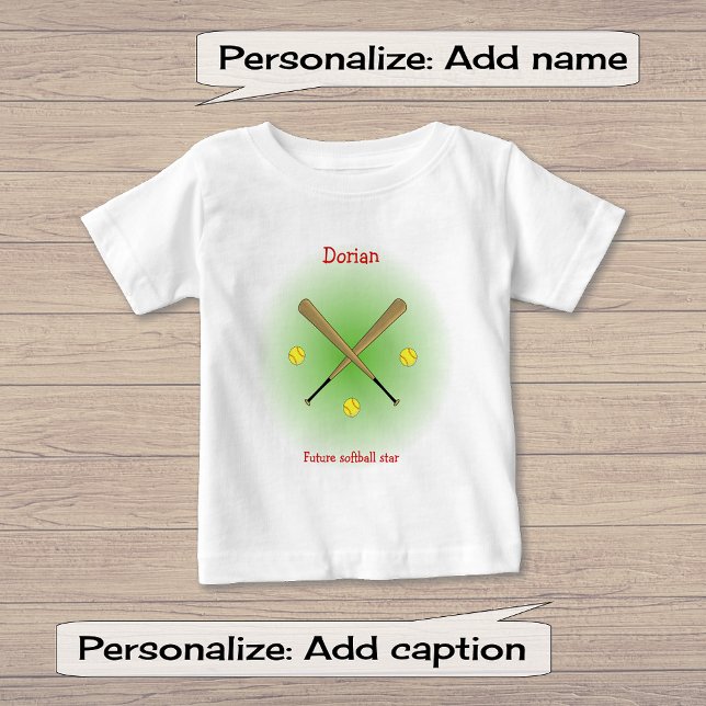 Future softball star custom text baby T-Shirt (Creator Uploaded)