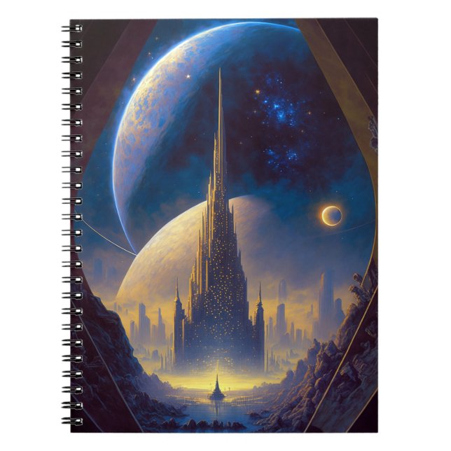 Future Space City Sci-Fi Art Notebook (Front)