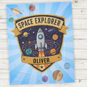 Future Space Explorer Badge Fleece Blanket