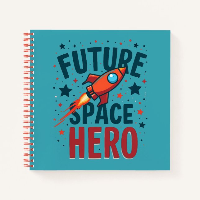 Future Space Hero Retro Rocket Ship Design Notebook (Front)