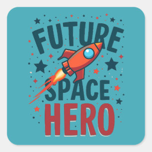 Future Space Hero Retro Rocket Ship Design Square Sticker