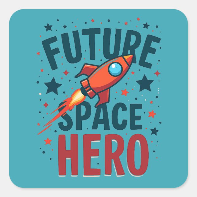 Future Space Hero Retro Rocket Ship Design Square Sticker (Front)