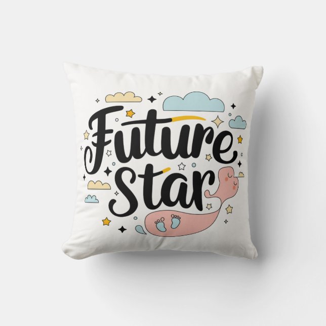 Future Star - Whimsical Baby Bump Throw Pillow (Front)