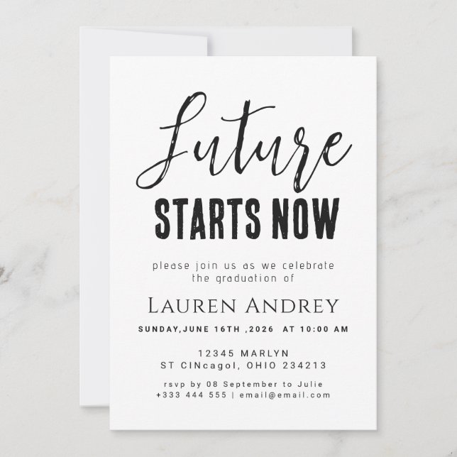 Future Starts Now Graduation Party Invitation (Front)