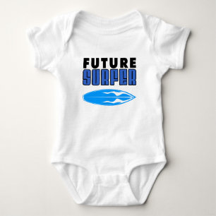 Future Surfer Blue Surf Board Baby Bodysuit