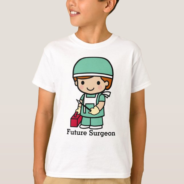 Future Surgeon in Scrubs with Scalpel T-Shirt (Front)