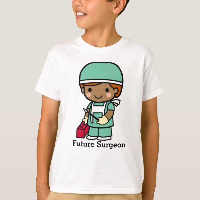 Future Surgeon in Scrubs with Scalpel T-Shirt (Front)