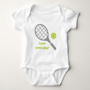 Future tennis player, tennis racket and ball baby bodysuit
