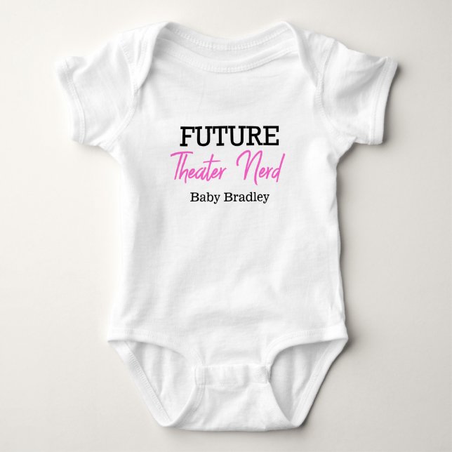 Future Theatre Nerd Pink Personalized Baby Bodysuit (Front)
