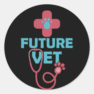 Future Vet Cute Veterinarian Classic Round Sticker