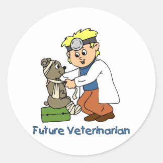 Future Veterinarian - Little Boy Classic Round Sticker