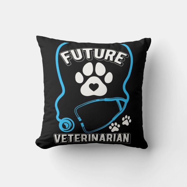 Future Veterinarian Stethoscope Funny Throw Pillow (Front)