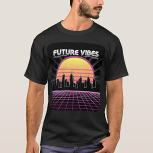 Future Vibes Synthwave Sunset Grid Retro 80s frien T-Shirt