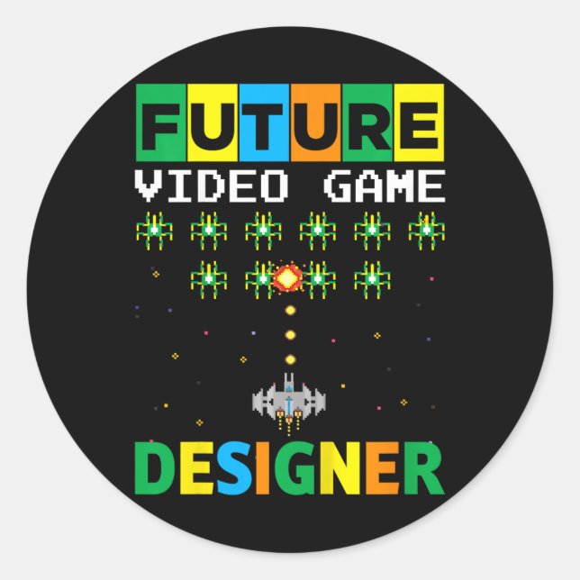 Future Video Game Developer Toddler Boy Game Desig Classic Round Sticker (Front)