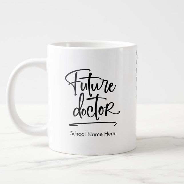 Futured Doctor Personalized Chequered Large Coffee Mug (Left)