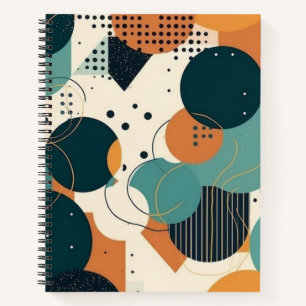 Futurist Abstract Navy Coral Teal Organic Forms Notebook