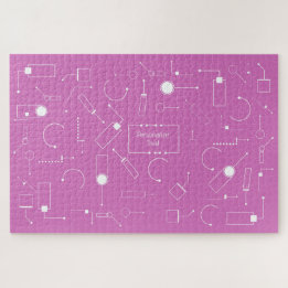 Futurist Pattern: Violet (white text) 006 Jigsaw Puzzle