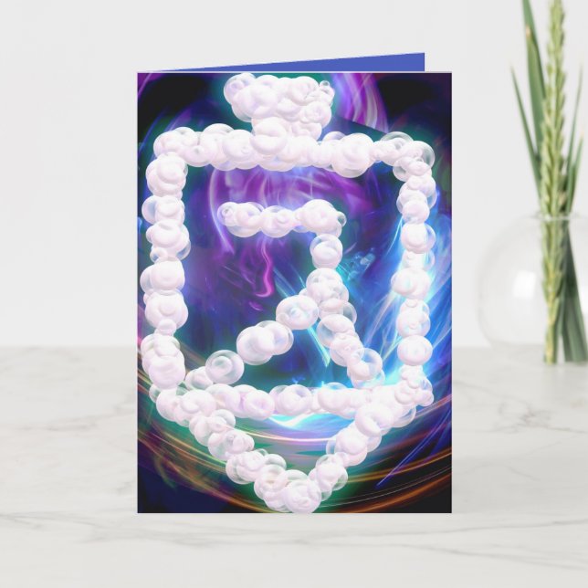 Futuristic חנוכה Hanukkah dreidel bubbles card (Front)