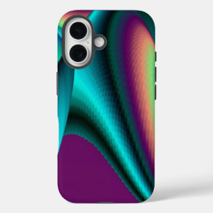 Futuristic Abstract 3D Metallic Rainbow Art iPhone 16 Case
