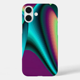 Futuristic Abstract 3D Metallic Rainbow Art iPhone 16 Plus Case