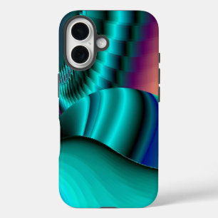 Futuristic Abstract 3D Metallic Rainbow Art iPhone 16 Case