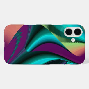 Futuristic Abstract 3D Metallic Rainbow Art iPhone 16 Plus Case