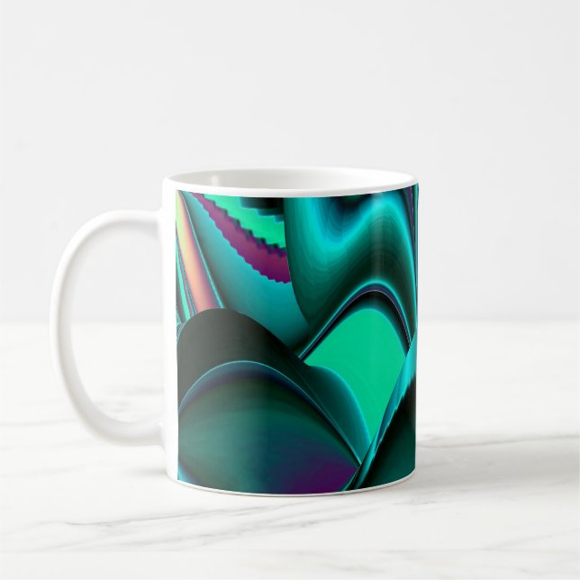 Futuristic Abstract 3D Metallic Rainbow Art Coffee Mug (Left)