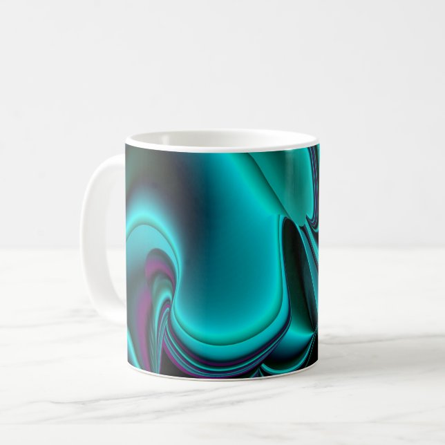 Futuristic Abstract 3D Metallic Rainbow Art Coffee Mug (Front Left)