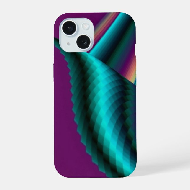 Futuristic Abstract 3D Metallic Rainbow Art iPhone 15 Case (Back)