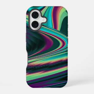 Futuristic Abstract 3D Metallic Rainbow Art iPhone 16 Case