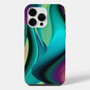 Futuristic Abstract 3D Metallic Rainbow Art iPhone 14 Pro Max Case