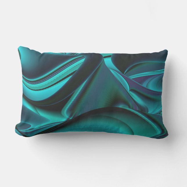 Futuristic Abstract 3D Metallic Rainbow Art Lumbar Pillow (Front)