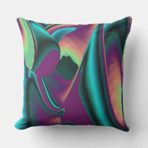 Futuristic Abstract 3D Metallic Rainbow Art Outdoor Pillow