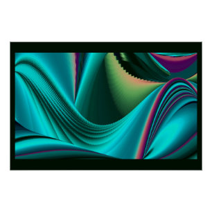 Futuristic Abstract 3D Metallic Rainbow Art Poster