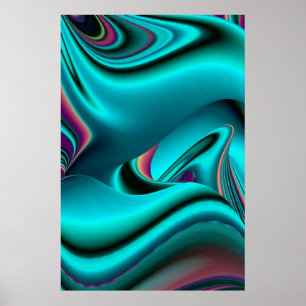 Futuristic Abstract 3D Metallic Rainbow Art Poster