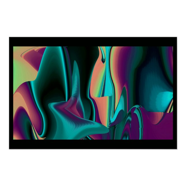 Futuristic Abstract 3D Metallic Rainbow Art Poster (Front)