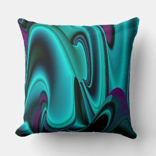 Futuristic Abstract 3D Metallic Rainbow Art Throw Pillow