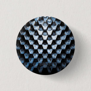 Futuristic Abstract Blue Geometric Metallic 1 Inch Round Button