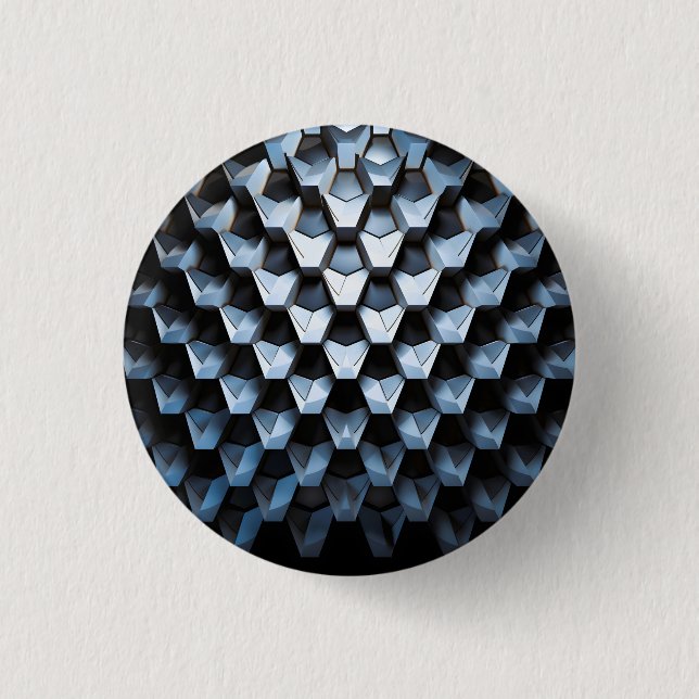Futuristic Abstract Blue Geometric Metallic  1 Inch Round Button (Front)