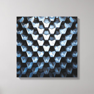 Futuristic Abstract Blue Geometric Metallic Canvas Print