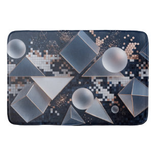 Futuristic Abstract Christmas Mosaic 3D Bath Mat