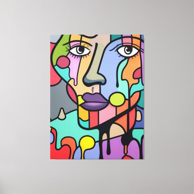 Futuristic Abstract Colourful Vibrant Art Canvas Print (Front)