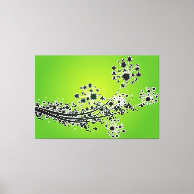 Futuristic abstract flowers-Lime canvas print (Front)