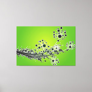Futuristic abstract flowers-Lime canvas print