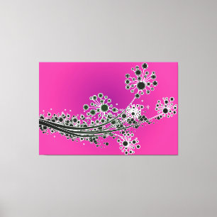 Futuristic abstract flowers-Magenta canvas print